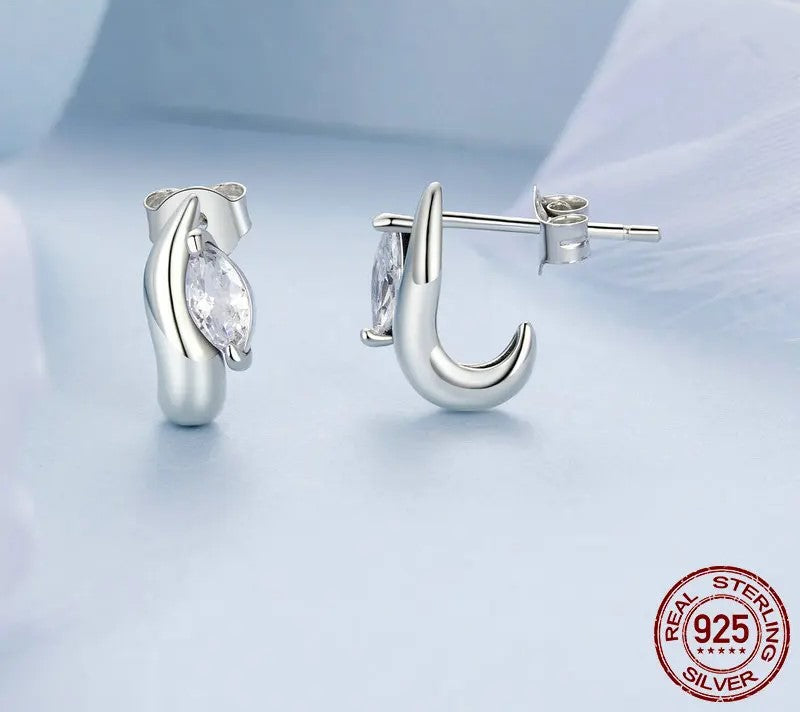 925 Sterling Silver Minimalist Geometric Stud Earrings - TEA LU SHOP