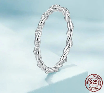 925 Sterling Silver Twisted Stackable Ring - TEA LU SHOP