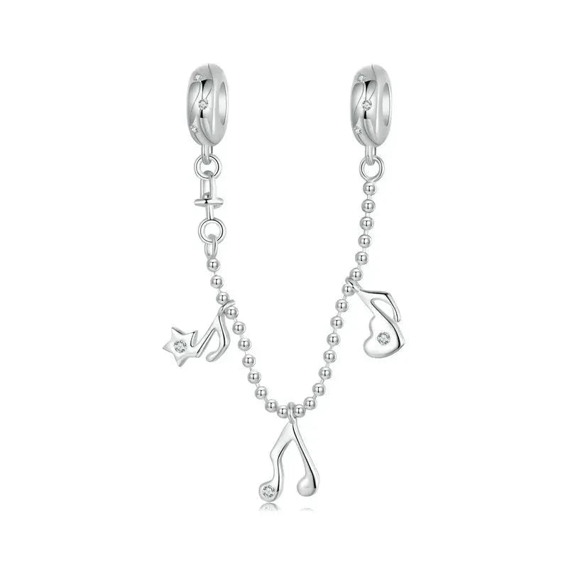 925 Sterling Silver Musical Note Safety Chain