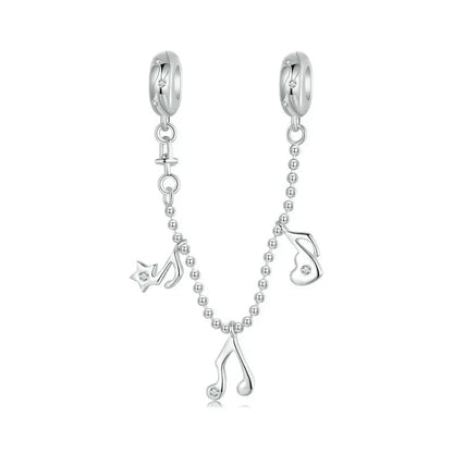 925 Sterling Silver Musical Note Safety Chain