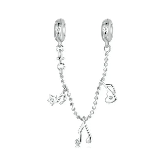 925 Sterling Silver Musical Note Safety Chain