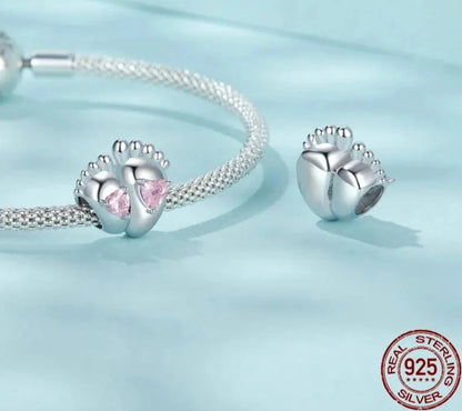 925 Sterling Silver Love Footprint Charms