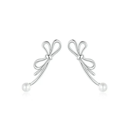 925 Sterling Silver Bow Stud Earrings