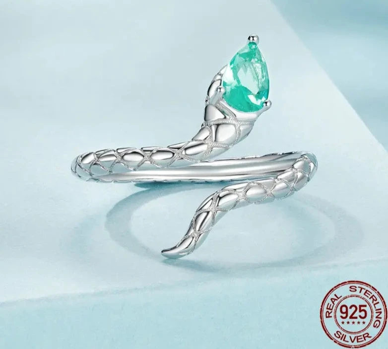 925 Sterling Silver Adjustable Coiled Snake Ring