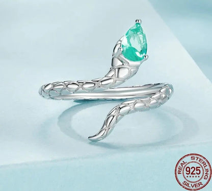 925 Sterling Silver Adjustable Coiled Snake Ring
