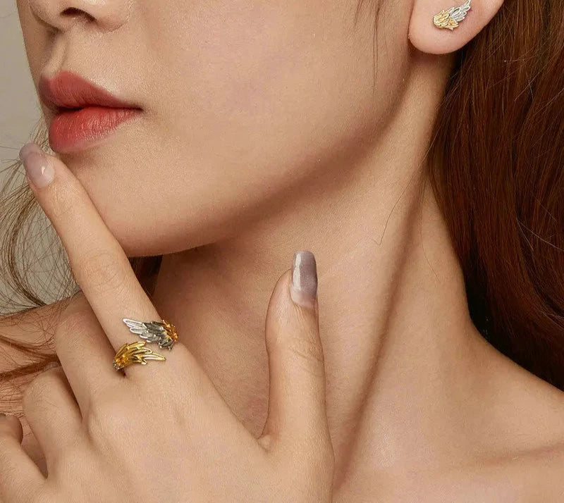 925 Sterling Silver Angel Wing Ring