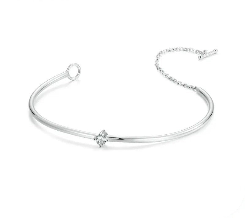 925 Sterling Silver Simple Zircon Bangle Bracelet - Shine Bright Store
