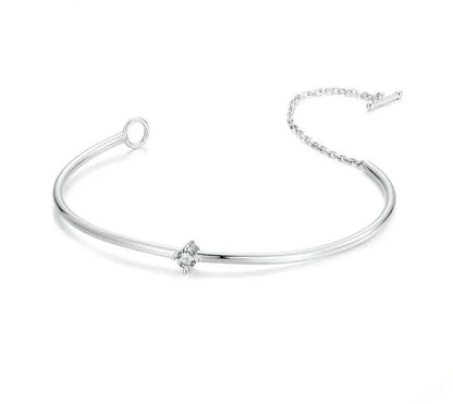 925 Sterling Silver Simple Zircon Bangle Bracelet - Shine Bright Store