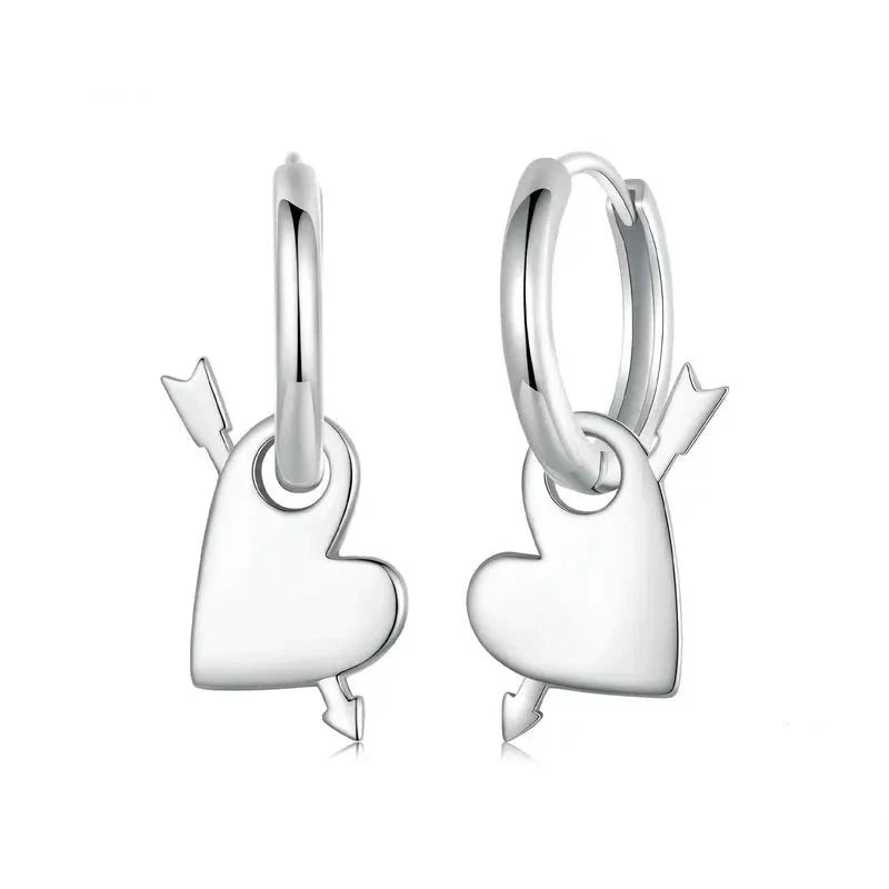 925 Sterling Silver Heart Hoop Earrings