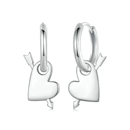 925 Sterling Silver Heart Hoop Earrings