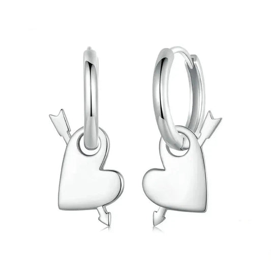 925 Sterling Silver Heart Hoop Earrings