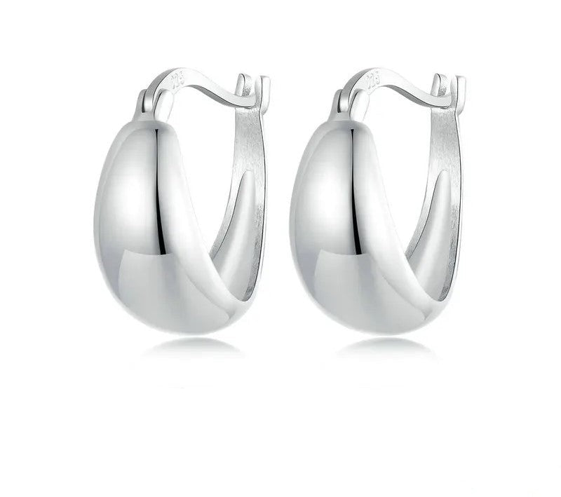925 Sterling Silver Minimalist Open Hoop Earrings - TEA LU SHOP