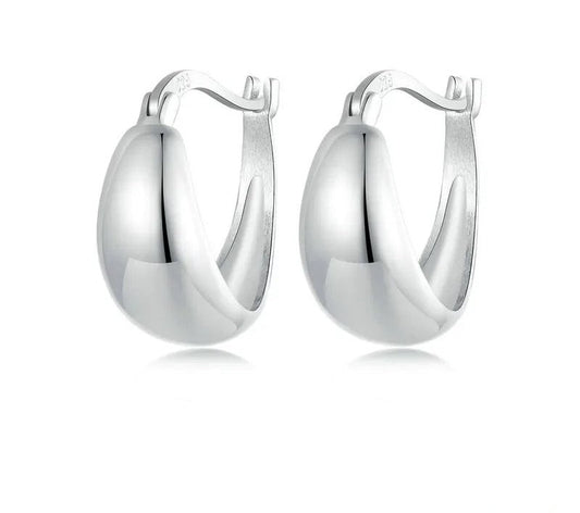 925 Sterling Silver Minimalist Open Hoop Earrings - TEA LU SHOP
