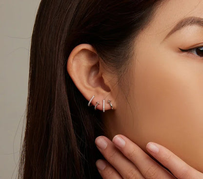925 Sterling Silver Zircon Stud Earrings - TEA LU SHOP