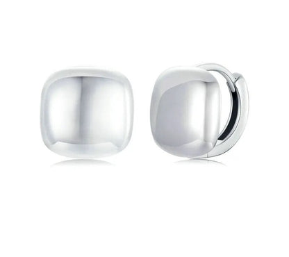925 Sterling Silver Chunky Square Hoop Earrings - TEA LU SHOP