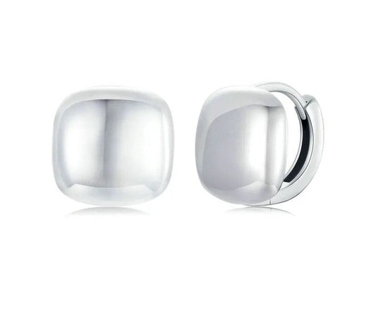 925 Sterling Silver Chunky Square Hoop Earrings - TEA LU SHOP