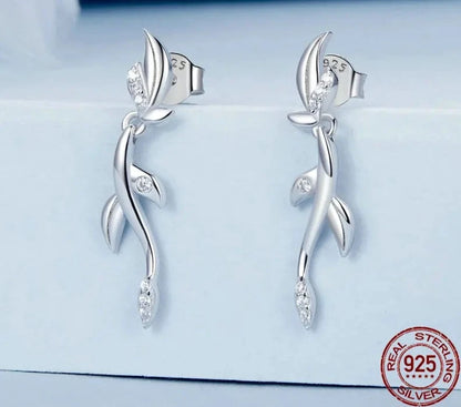 925 Sterling Silver Leaf Stud Earrings