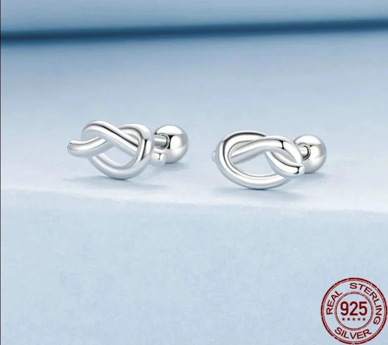 925 Sterling Silver Simple Knot Stud Earrings
