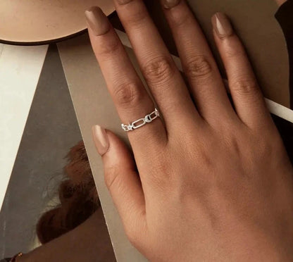 Celestial Chain Sterling Silver Ring
