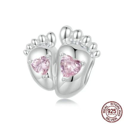 925 Sterling Silver Love Footprint Charms