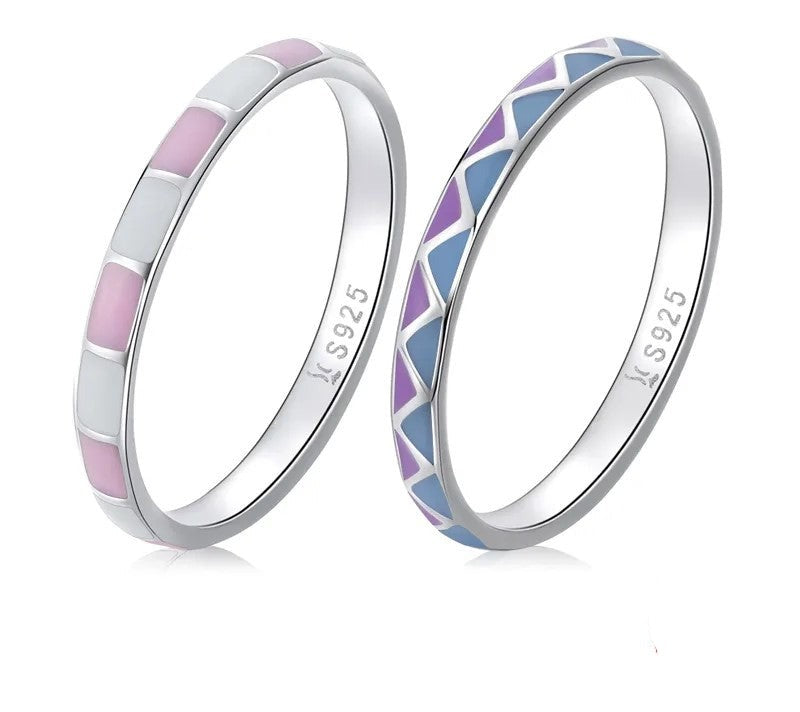 925 Sterling Silver Simple Light Pink Ring - TEA LU SHOP