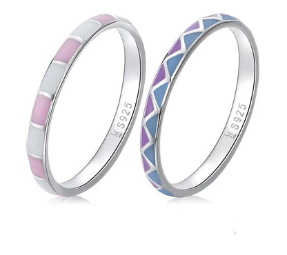 925 Sterling Silver Simple Light Pink Ring - TEA LU SHOP