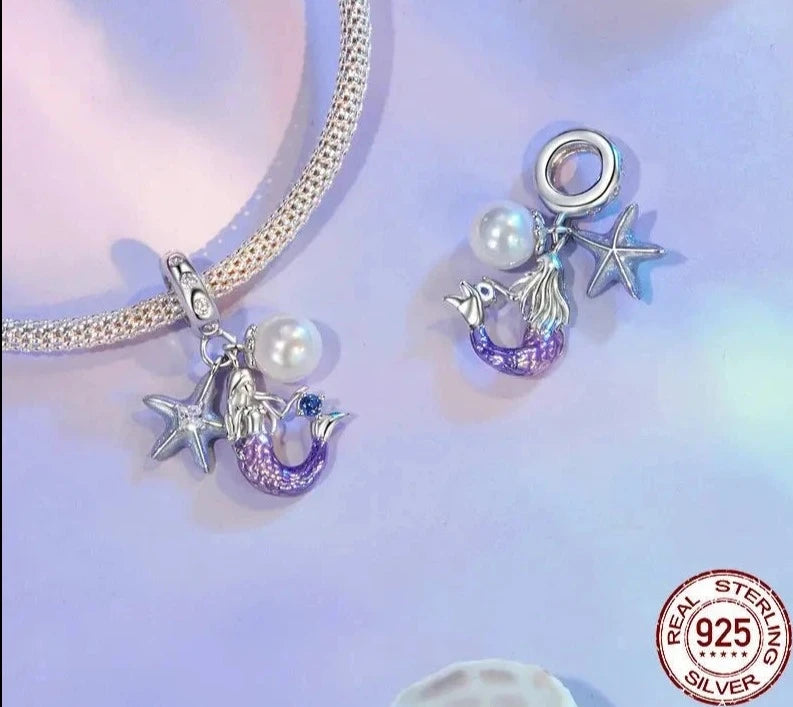 Dainty 925 Sterling Silver Dreamy Mermaid Charm