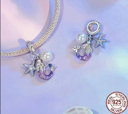 Dainty 925 Sterling Silver Dreamy Mermaid Charm