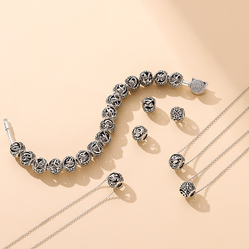 925 Sterling Silver Letter Charms - TEA LU SHOP