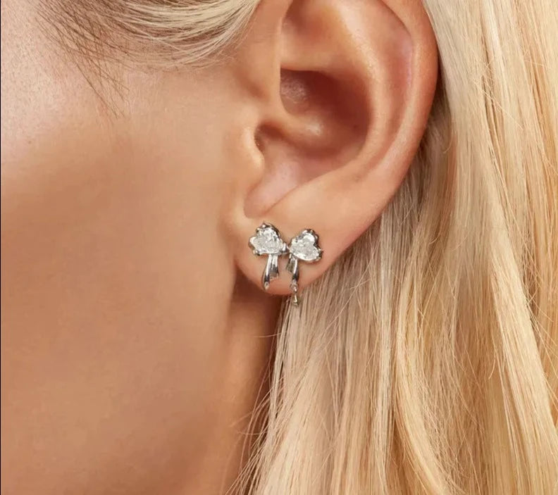 925 Sterling Silver Bow Earrings