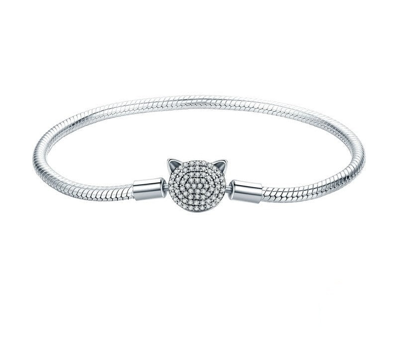925 Sterling Silver Cat Chain Bracelet - TEA LU SHOP