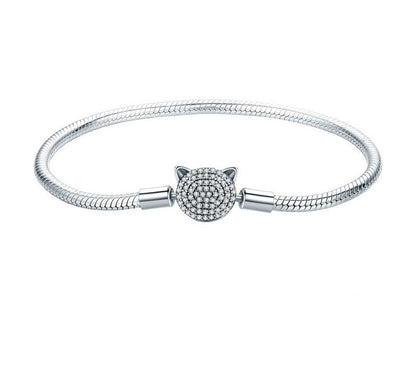 925 Sterling Silver Cat Chain Bracelet - TEA LU SHOP