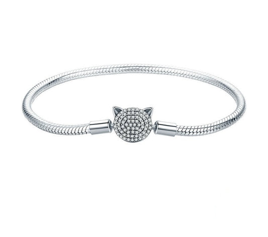 925 Sterling Silver Cat Chain Bracelet - TEA LU SHOP