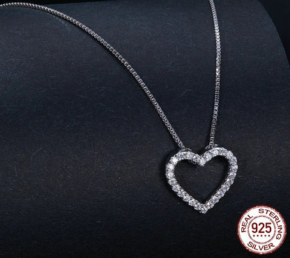 925 Sterling Silver Minimalist Moissanite Heart Necklace - TEA LU SHOP