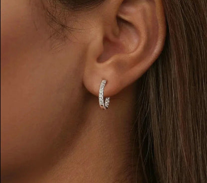 Platinum Plated Moissanite Hoop Earrings