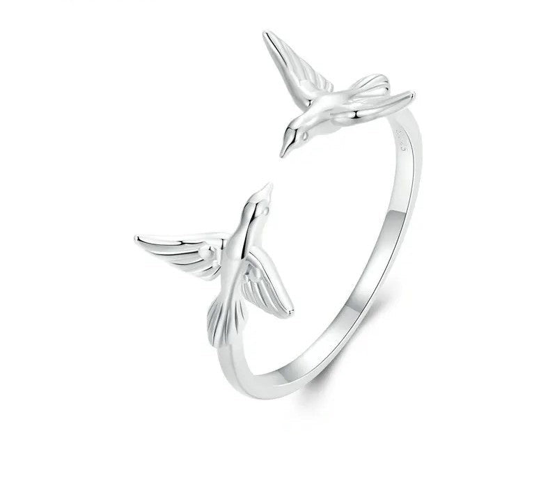 925 Sterling Silver Adjustable Bird Ring - TEA LU SHOP