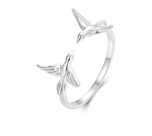 925 Sterling Silver Adjustable Bird Ring - TEA LU SHOP