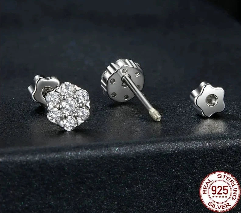 Classic Flower Moissanite Stud Earrings