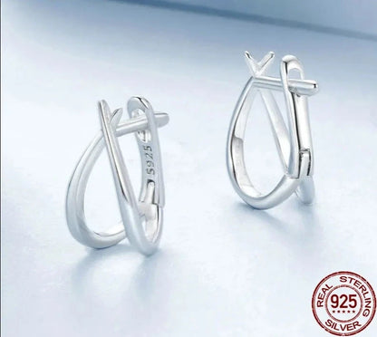 925 Sterling Silver Simple Line Hoop Earrings