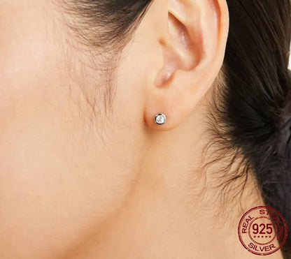 925 Sterling Silver Moissanite Stud Earrings - TEA LU SHOP