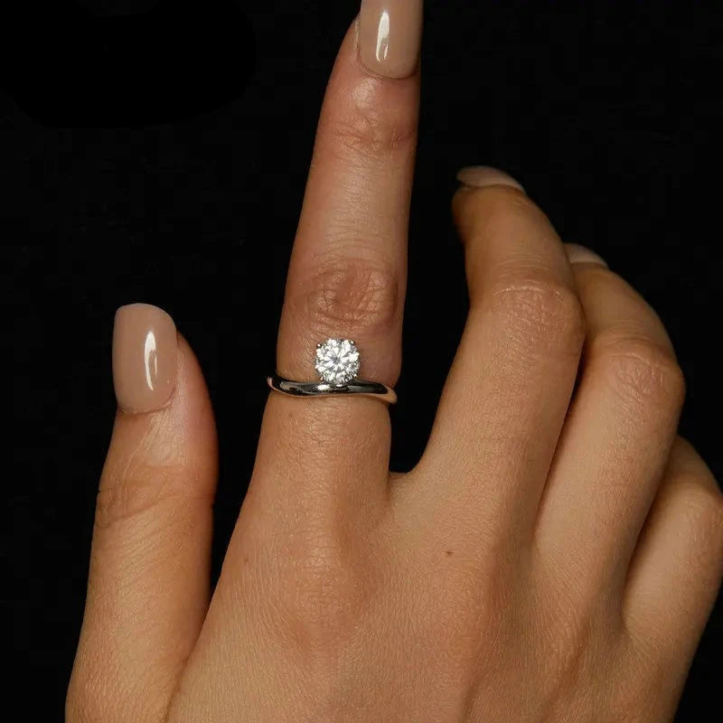 Delicate Moissanite and Lab Diamond Ring