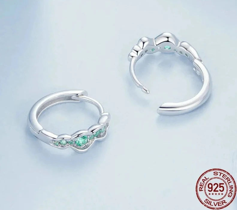 Green Zircon Huggie Hoop Earrings