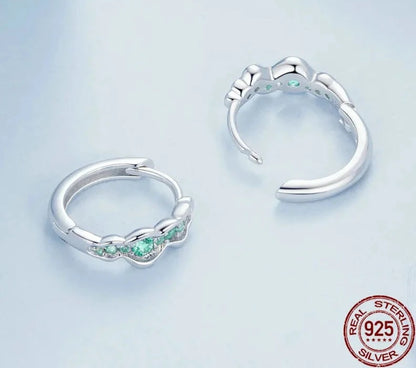 Green Zircon Huggie Hoop Earrings