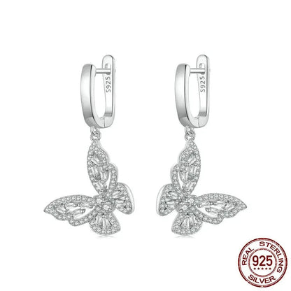 CZ Butterfly Hoop Earrings