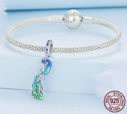 925 Sterling Silver Blue Peacock Pendant - TEA LU SHOP