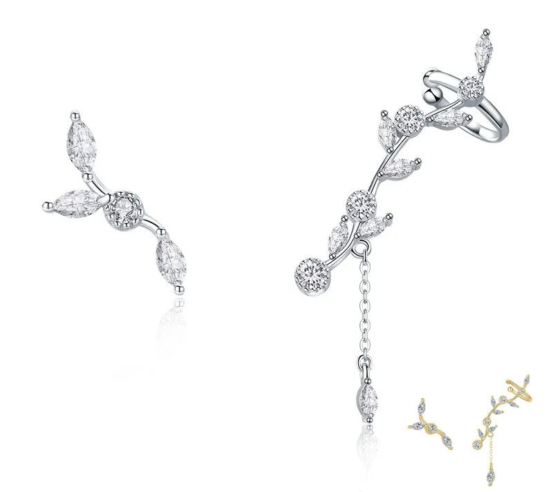 925 Sterling Silver Plum Flower Branch Stud Earrings - TEA LU SHOP