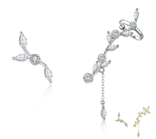 925 Sterling Silver Plum Flower Branch Stud Earrings - TEA LU SHOP