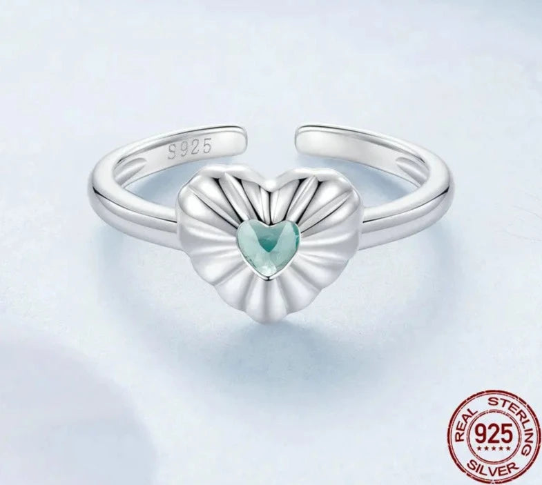 925 Sterling Silver Heart Open Ring
