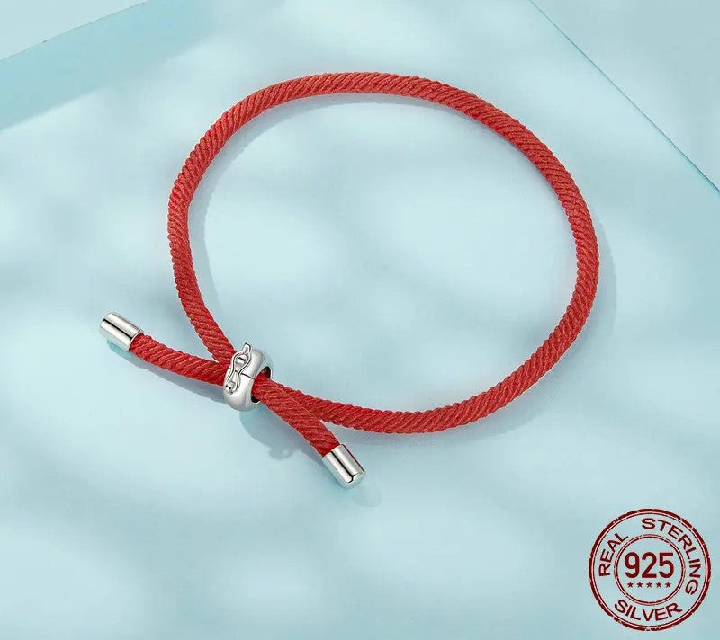 925 Sterling Silver Red Rope Lucky Bracelet With Charm - Shine Bright Store