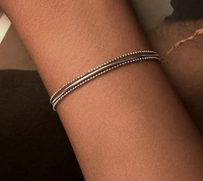 925 Sterling Silver Triple-Layered Adjustable Chain Bracelet - Shine Bright Store